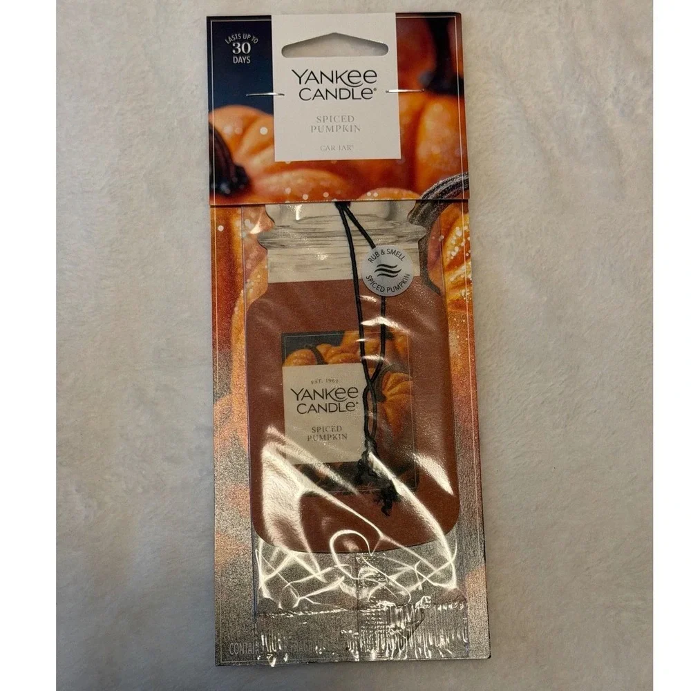 Yankee Candle Spiced Pumpkin Car Jar Hanging Air Freshener Scented New